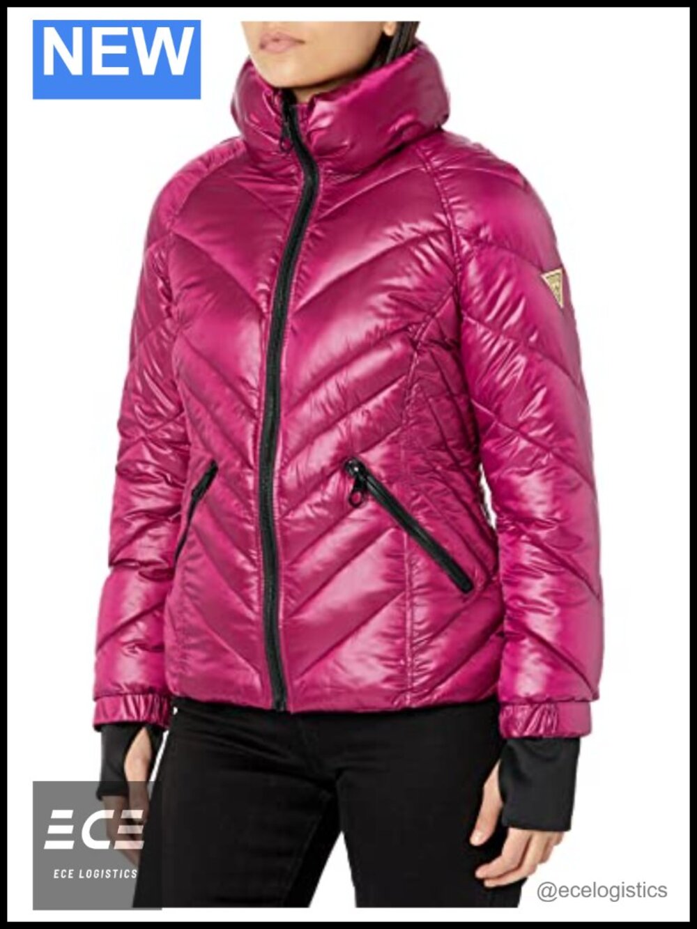 Quilted Puffer Coat With Hood Belted Waist Water Resistant